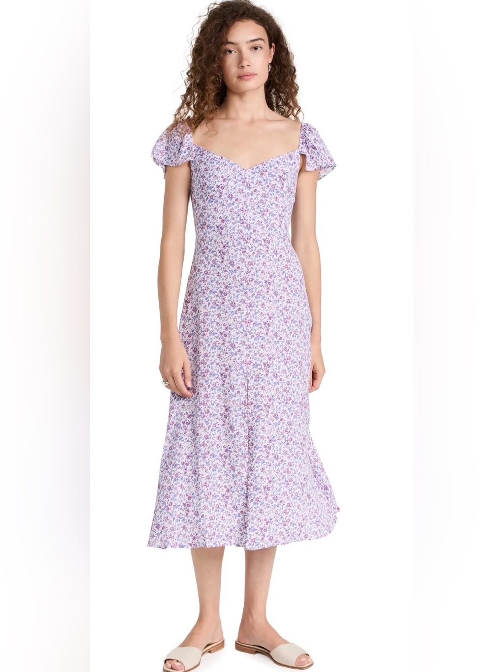 Reformation Baxley Midi Floral Lavender Purple Dress Color Muse Sz 8